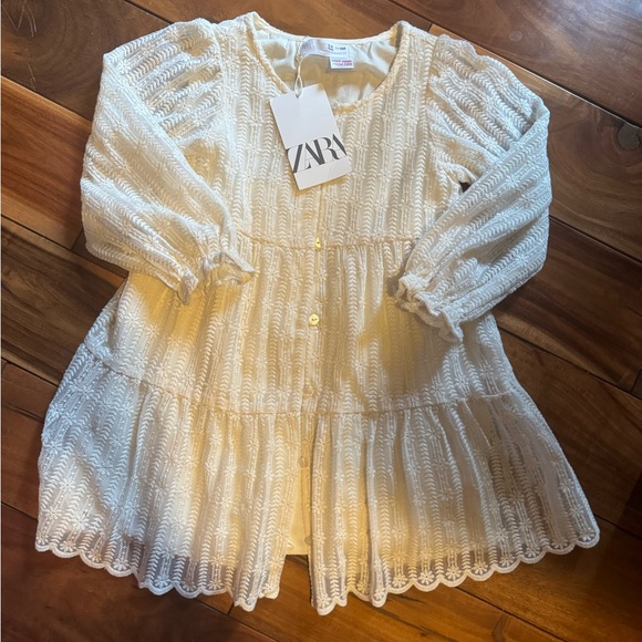 Zara Other - NWT ZARA Long Sleeve Mesh White Dress. 3-4 Years Old.